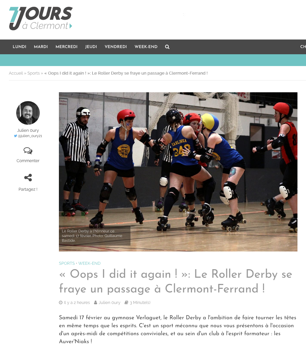 Oops I did Hit Again – 7joursaclermont.fr - Auverniaks Roller Derby